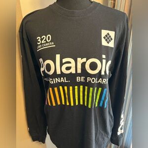 Polaroid Black Long Sleeve Tee with Multicolor Stripe Logo